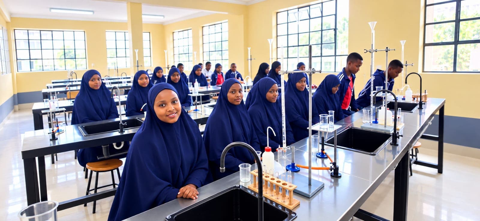 Students working in the science laboratory